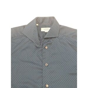 Eton Contemporary Fit Dress Shirt – Blue Polka Dot 100% Cotton – Size 40 M (15¾)